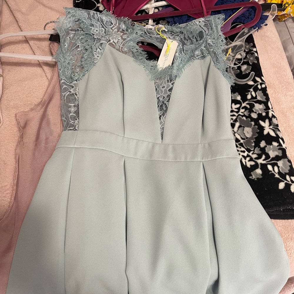 Blue Lsce short dress